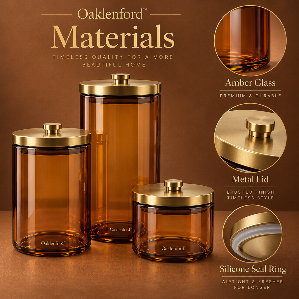Oaklenford™ Amber Glass Pantry Canister Set materials