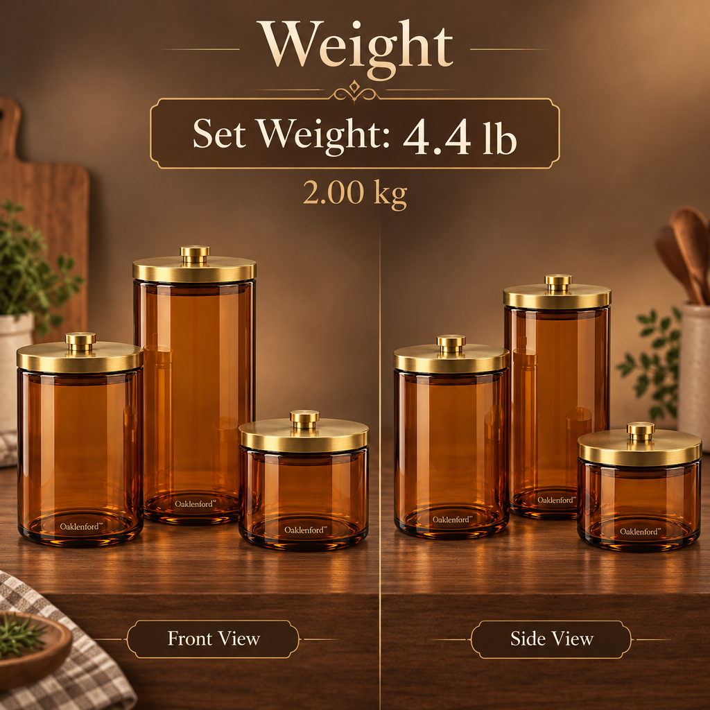 Oaklenford™ Amber Glass Pantry Canister Set weight
