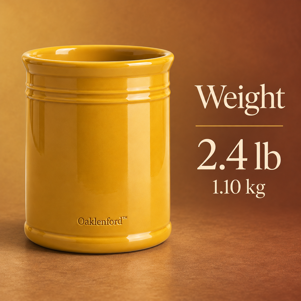 Oaklenford™ Mustard Yellow Ceramic Utensil Crock – Vintage Kitchen Product Weight
