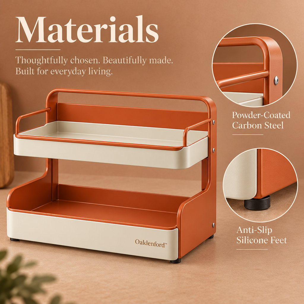 Oaklenford™ Retro Colorblock Countertop Organizer – Vintage Kitchen Materials & Structure