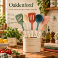 Oaklenford™ Retro Colorblock Cooking Utensil Set (5-Piece) – Vintage Kitchen Lifestyle Image