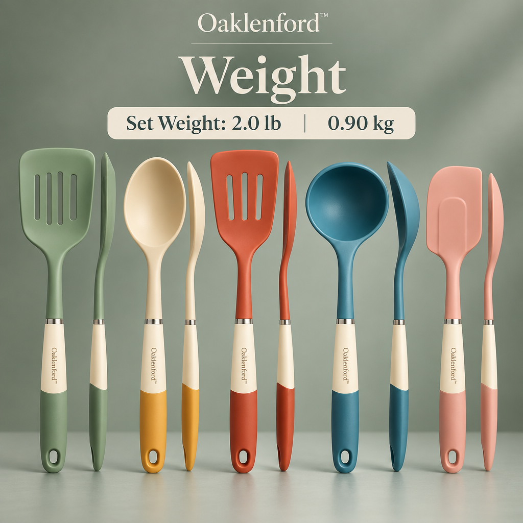 Oaklenford™ Retro Colorblock Cooking Utensil Set (5-Piece) – Vintage Kitchen Product Weight