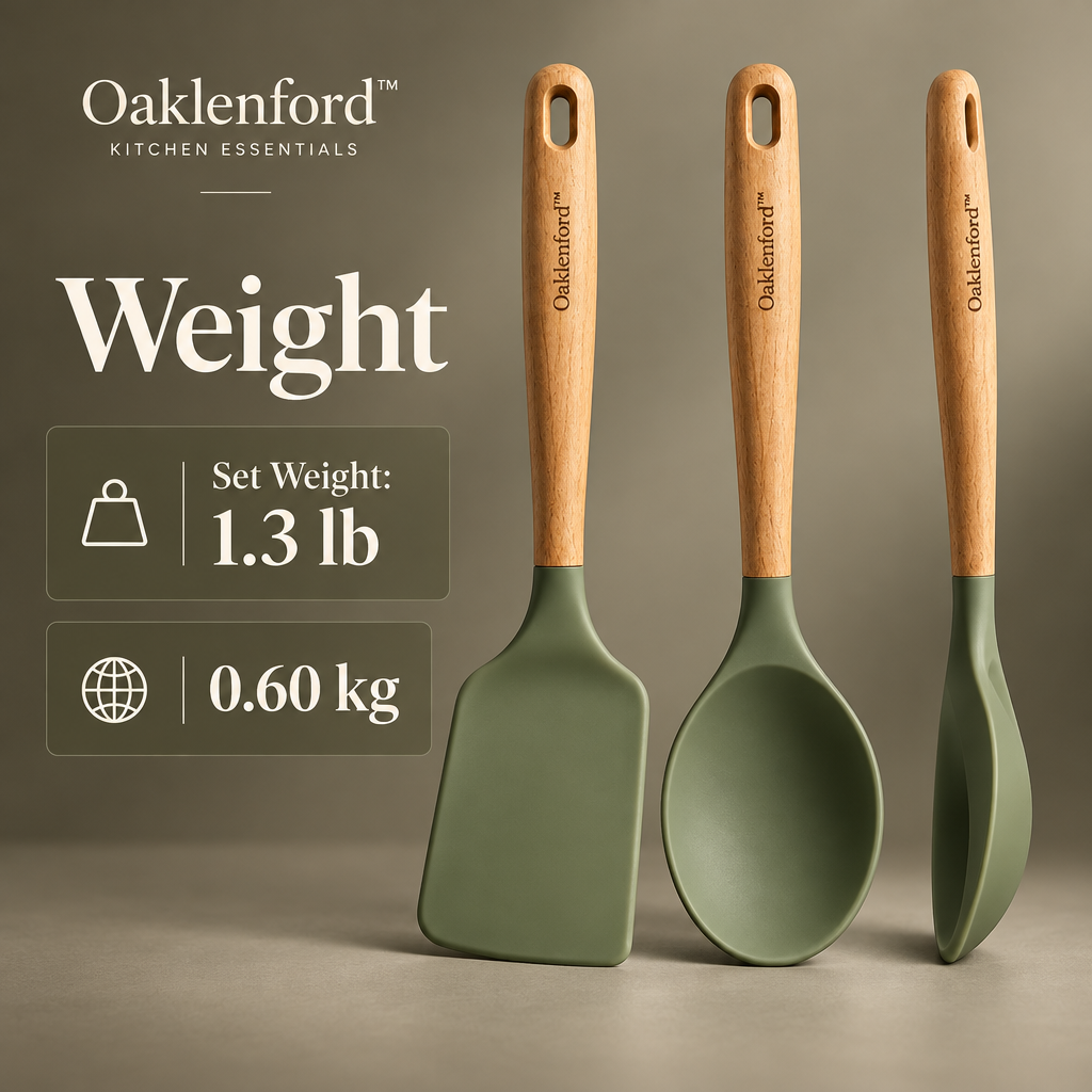 Oaklenford™ Olive Handle Spatula & Spoon Set (3-Piece) – Vintage Kitchen Product Weight