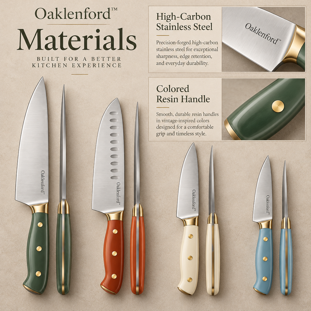 Oaklenford™ Vintage Color Handle Kitchen Knife Set (4-Piece) – Vintage Kitchen Materials & Structure