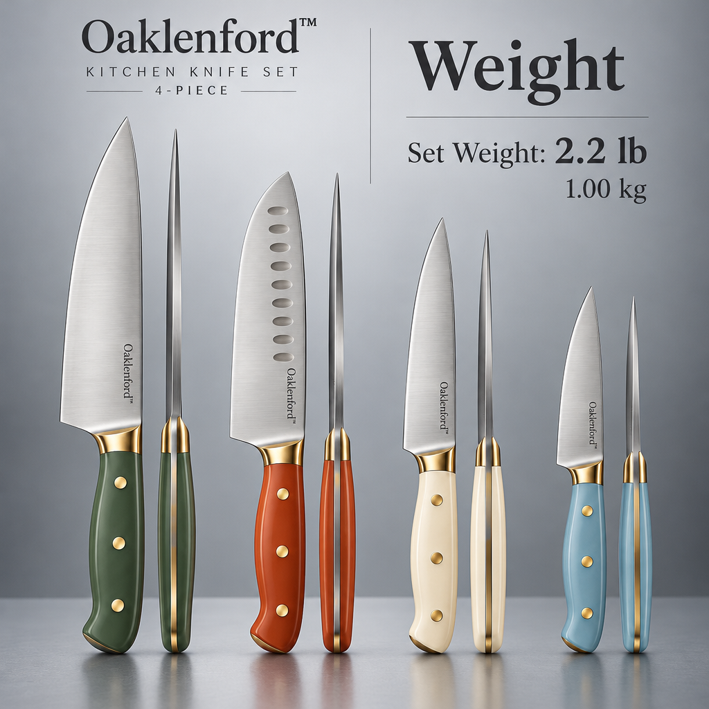 Oaklenford™ Vintage Color Handle Kitchen Knife Set (4-Piece) – Vintage Kitchen Product Weight