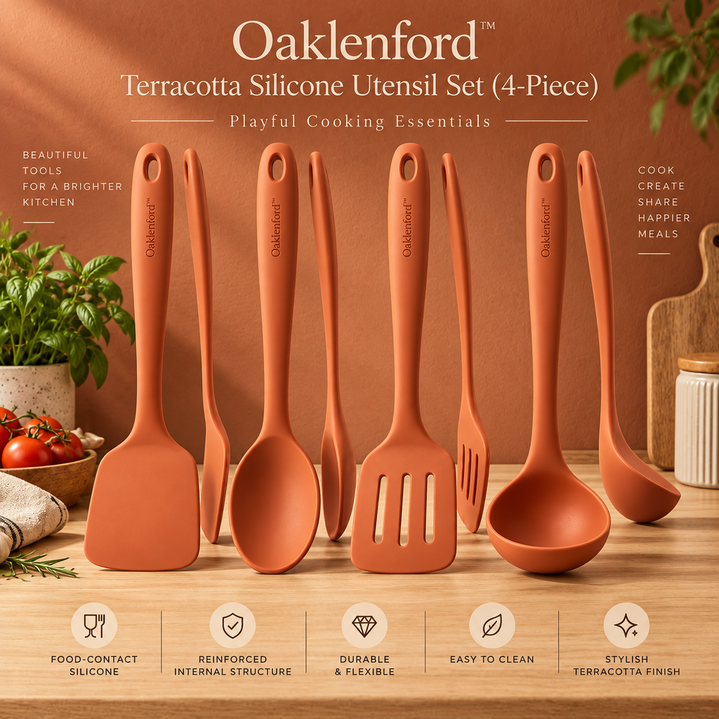 Oaklenford™ Terracotta Silicone Utensil Set (4-Piece) – Vintage Kitchen Brand Hero