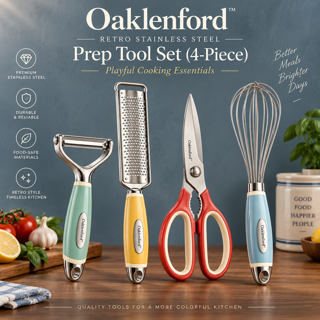 Oaklenford™ Retro Stainless Steel Prep Tool Set (4-Piece) – Vintage Kitchen Brand Hero