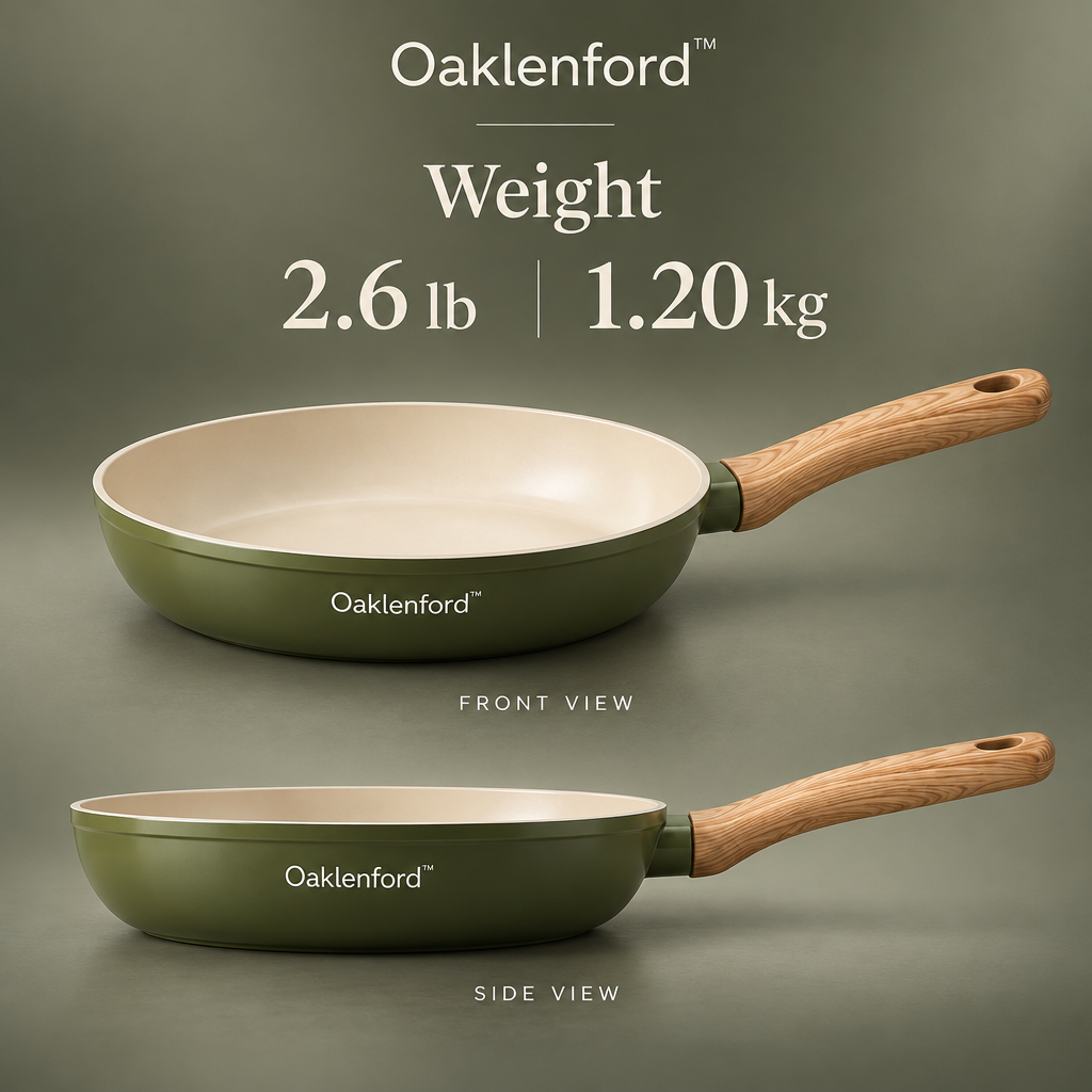 Oaklenford™ Olive Green Nonstick Frying Pan – Vintage Kitchen Product Weight