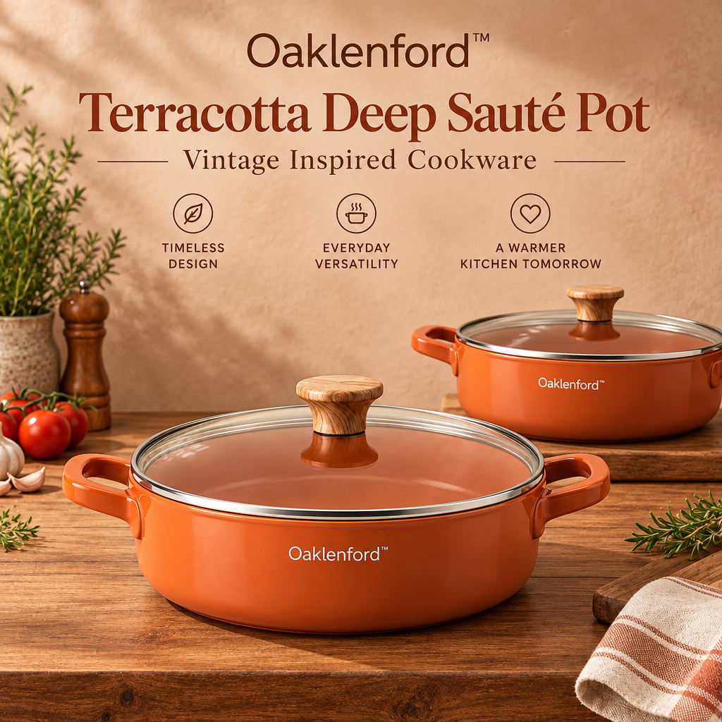 Oaklenford™ Terracotta Deep Sauté Pot – Vintage Kitchen Brand Hero