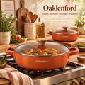 Oaklenford™ Terracotta Deep Sauté Pot – Vintage Kitchen Lifestyle Image