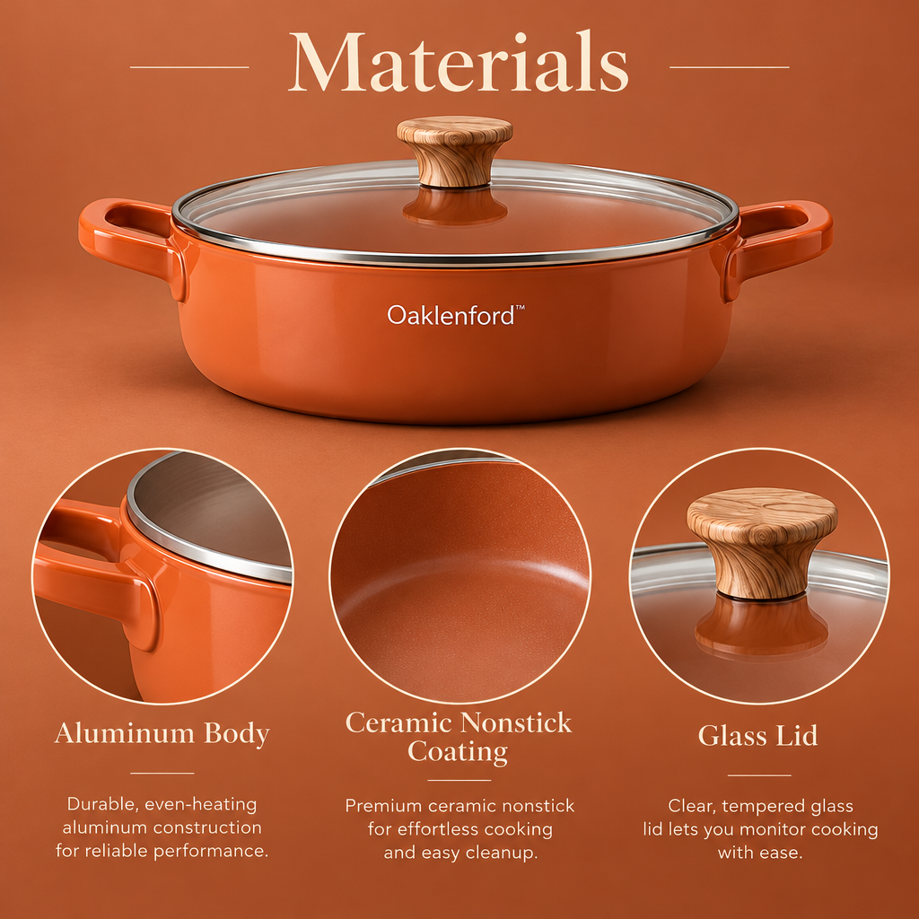 Oaklenford™ Terracotta Deep Sauté Pot – Vintage Kitchen Materials & Structure