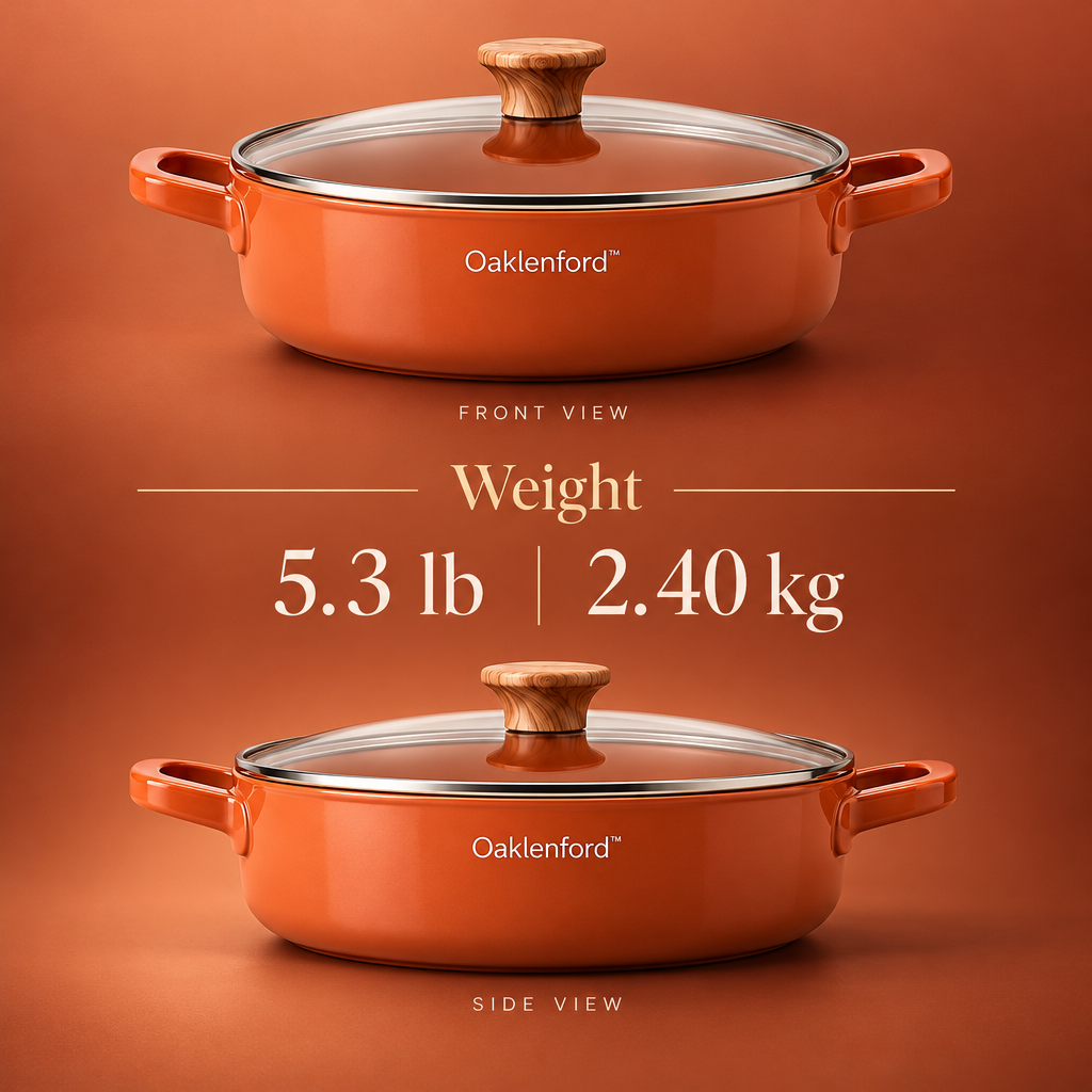 Oaklenford™ Terracotta Deep Sauté Pot – Vintage Kitchen Product Weight