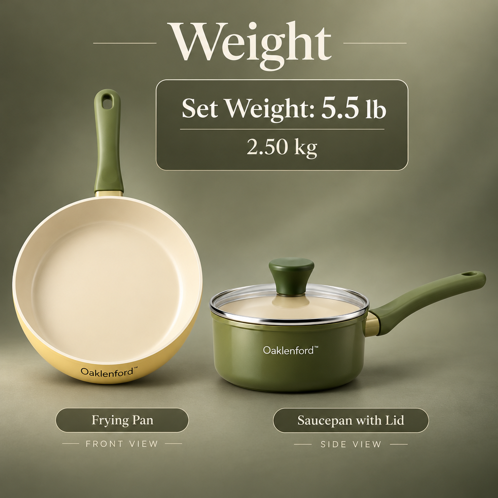 Oaklenford™ Two-Tone Retro Cookware Duo – Vintage Kitchen Product Weight